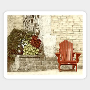 Chair and Brick Wall-1 Sticker